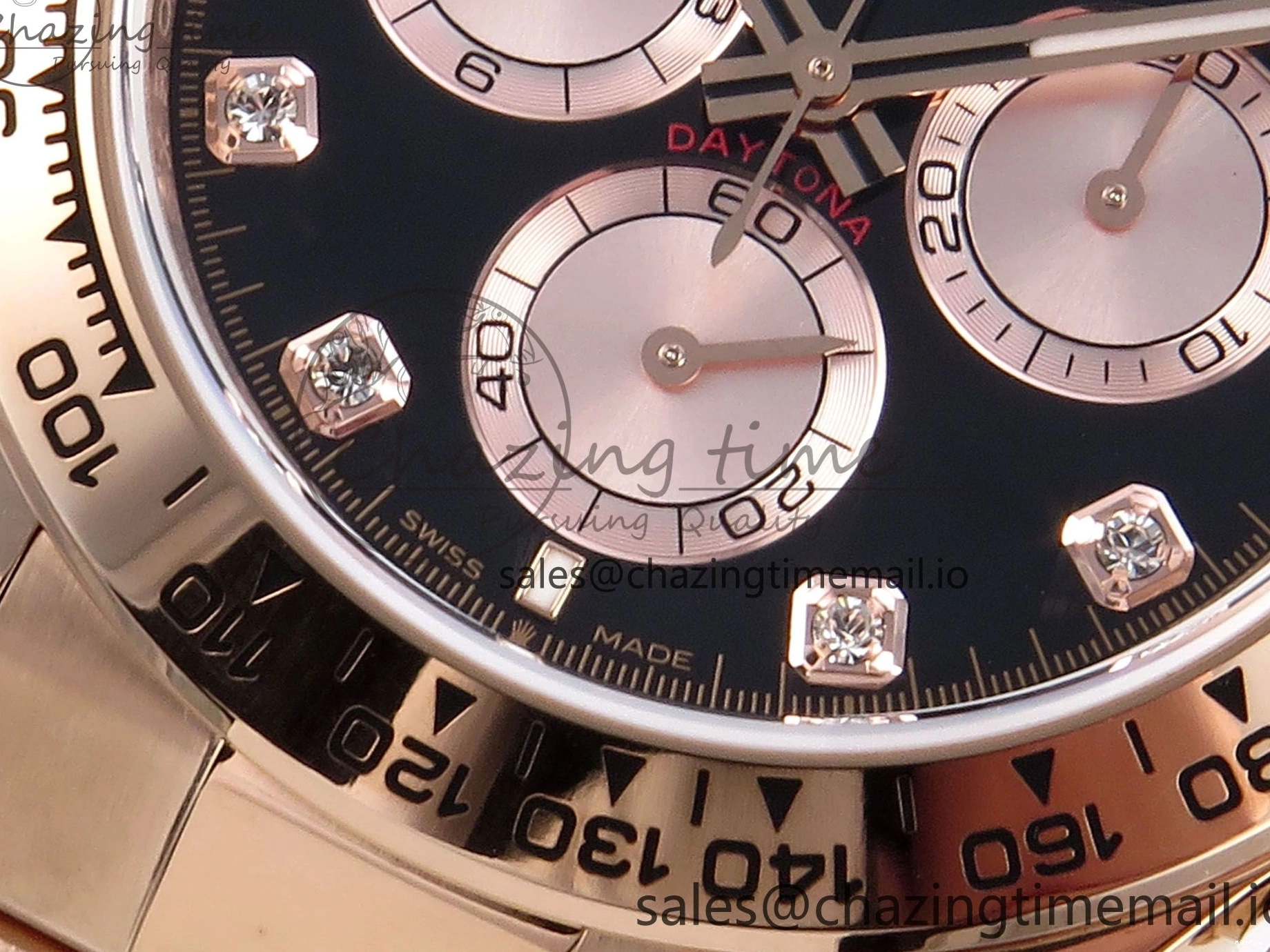 MiroTime 0215 EyeCatching Daytona 126505 QF 1:1 Best Edition Black RG Diamonds Dial on RG Braclet SH4131 V 715